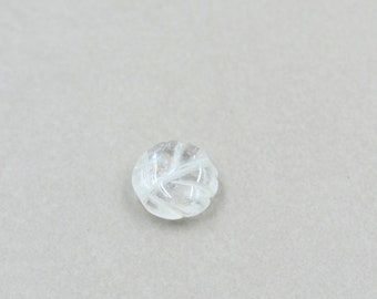 Clear Carved Quartz Bead, Coin Bean, One