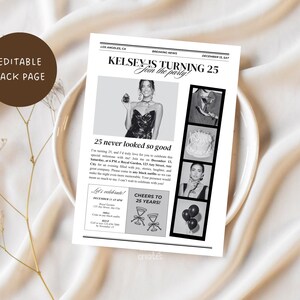Tini Bit Older Party Invite Canva Birthday Newspaper Invite Espresso Martini Invitation Template Birthday Times Newspaper Adult Birthday image 4