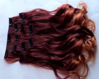 22 Zoll Ombre Dark Brown Black Brown Auburn Blonde Clip Fade