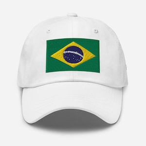White Brazil Crest Baseball Cap with Blue and Yellow Embroidery Brazil. Hats | eBay main image 2