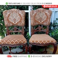 Pair of Restored Carved Wood Chairs | Set of 2 New Upholstery