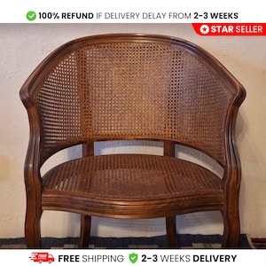 Vintage Halbmond Rattan Sessel