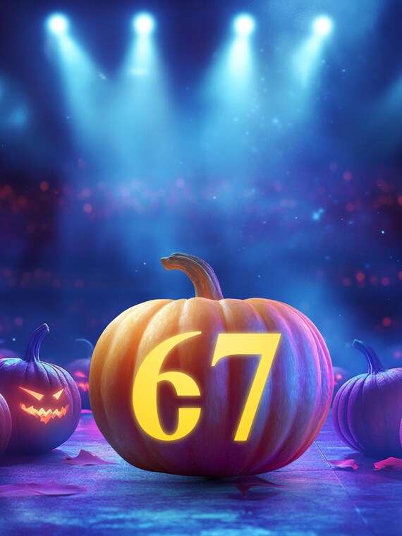 6 7 Six seven ミーム、カボチャ彫刻ステンシルハロウィンスケルトン