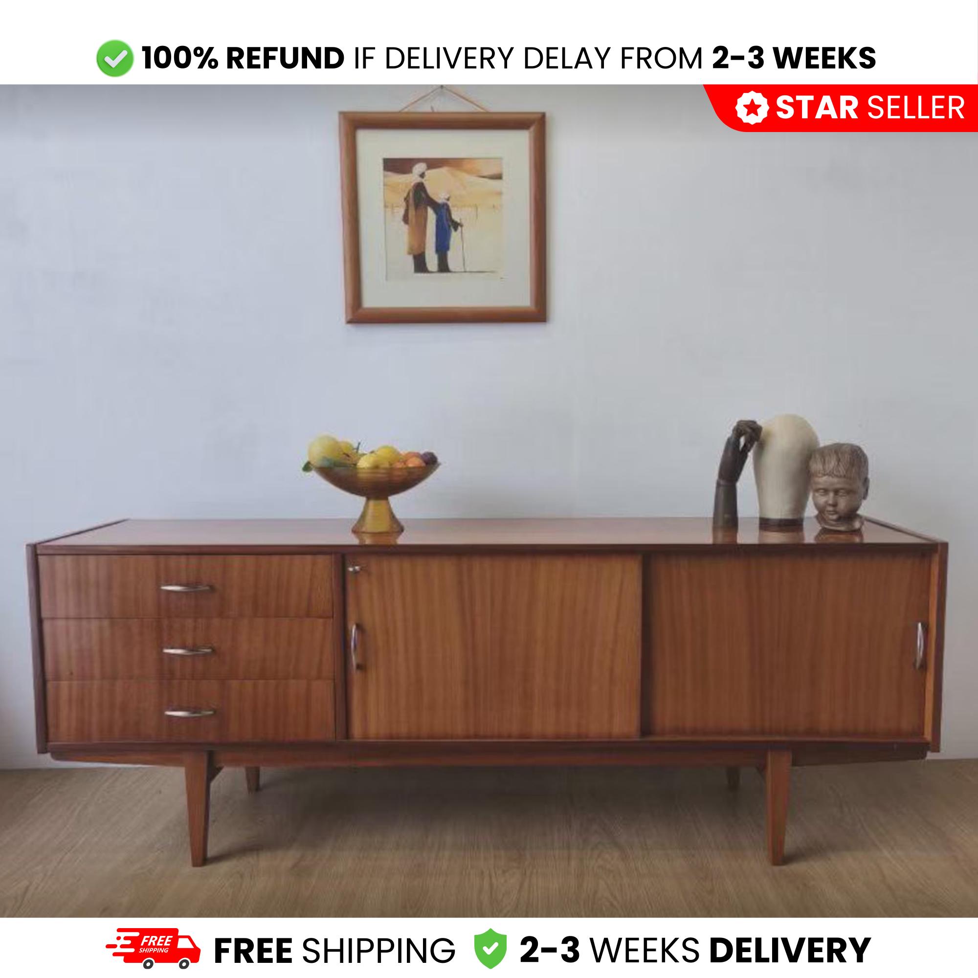Modern Dressoir in Donker Eiken met 3 Laden en 2 Deuren