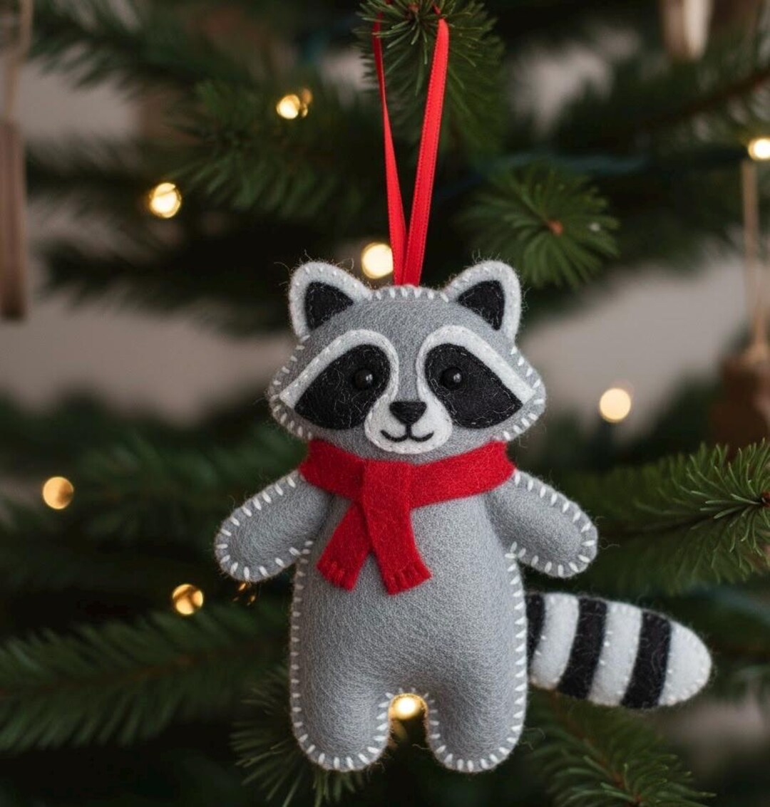 Raccoon Felt Pattern Ornament Pattern, DIY, Craft, Mobile, Gift, Decor ...