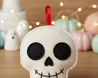 Skull felt ornament felt pattern ,   ation, skeleton, easy, fall felt ornament pattern