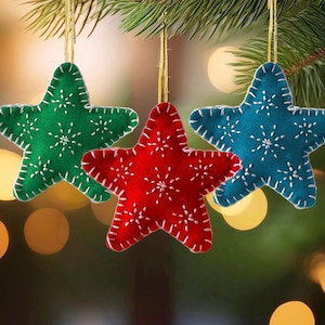 Beginner Star, Sewing PATTERN, Ornaments, SVG, png, pdf,  Tree, cute, easy, basic, craft, kids, diy, felt, project, winter, baby, party