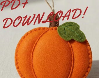Felt Pumpkin pattern, fall felt pattern, felt jack-o-lantern pattern, fall felt ornament pattern, Halloween decoration sewing pattern,