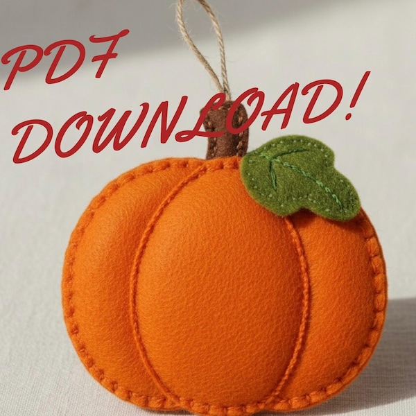 Pompoen voor beginners, naaipatroon vilten ornament, - feestdecor, halloween-activiteit, herfst, herfst, spookachtig, sjabloon, doe-het-zelf, zelfstudie, feest