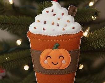 Beginner Pumpkin Spice Latte  Felt Ornament Pattern easy coffee ,  fall, fall felt ornament pattern