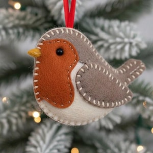 Rotkehlchen Nähmuster, SVG, PDF, Filz Ornament-Muster, Baum, Plüschtier, Filzschnitt-Muster, Vorlage, Geschenk, Nähprojekt, niedlich