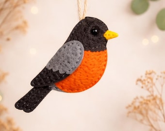 Patron de couture en feutre Robin, patron de couture, feutre, décoration, peluche, activité, bricolage, vacances, cadeau, oiseaux de jardin, patron de couture ornement en feutre