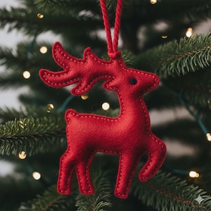 Modèle de cerf en feutrine pour débutants, patron, petit, perruche, tutoriel facile, bricolage, mignon, oiseau, Noël