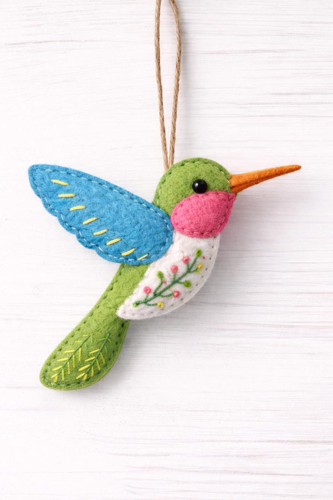 Felted Hummingbird Embroidey OPTIONAL Hummingbird Felt Ornament Sewing Pattern - Tutorial ...