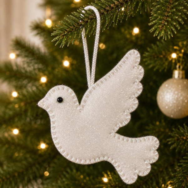 Dove ornament pattern, felt ornament felt pattern, diy tutorial, Christian pattern, christmas pattern, beginner sewing pattern, bird