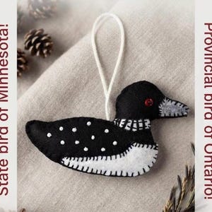 Loon felt pattern, Minnesota state bird pattern, felt embroidery pattern, loon toy pattern, felt Canada pattern, Ontario ornament,