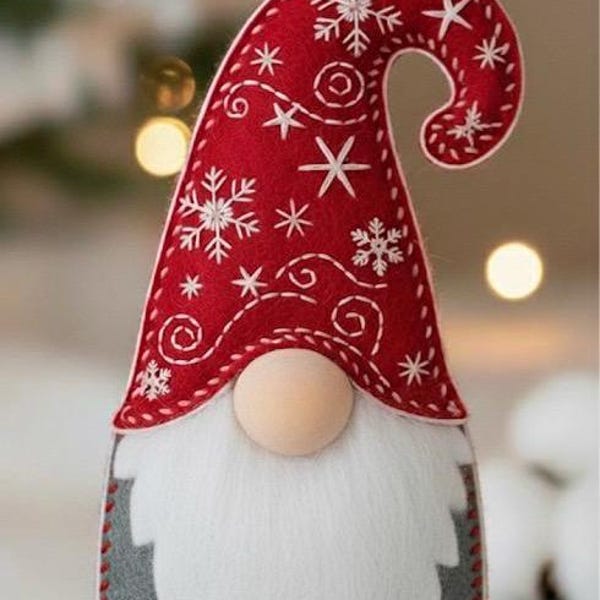 Beginner gnome felt ornament pattern,  Christmas scandinavian diy activity, felt felt patternactivity