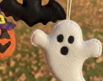 Set of 2 Halloween felt patterns - ghost felt pattern, felt bat pattern, fall felt ornament pattern, halloween felt sewing pattern
