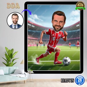 Custom Football Caricature Portrait: Unique Digital Art Gift (Digital File)