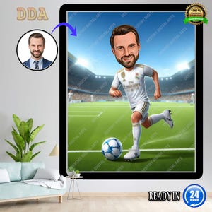 Custom Football Caricature Portrait: Unique Digital Art Gift