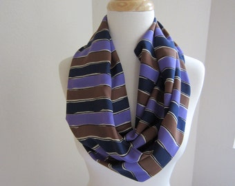 Enzaly Pulple and Black striped 100% Silk Scarf