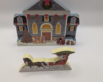 Charles Wysocki Christmas Village: Joy to the World | Bradford Exchange Church & Sleigh COA
