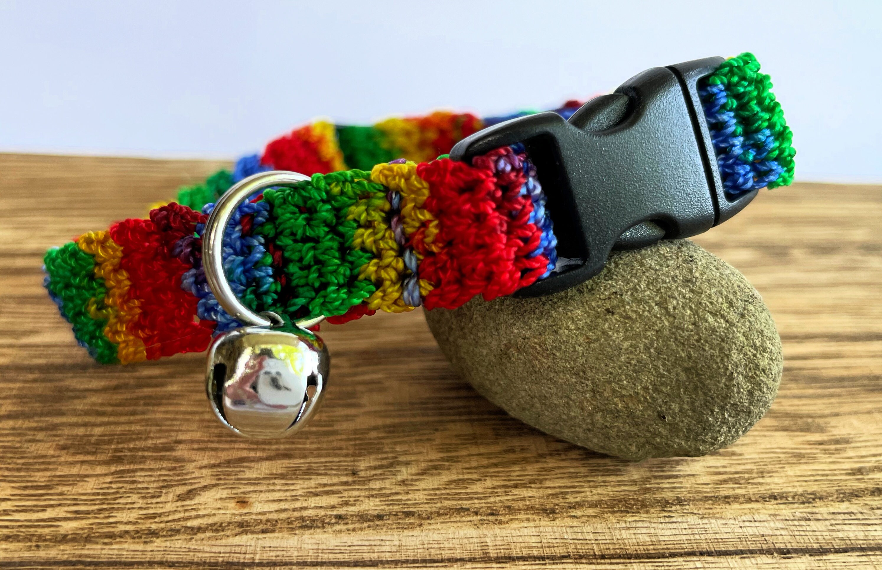 Rainbow Cat Collar Crochet Cat Collar Collar with Bell Etsy