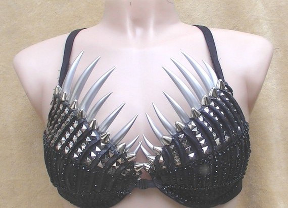 Black and Silver Necromancer Claw Bra Size B-C Cup -  Hong Kong