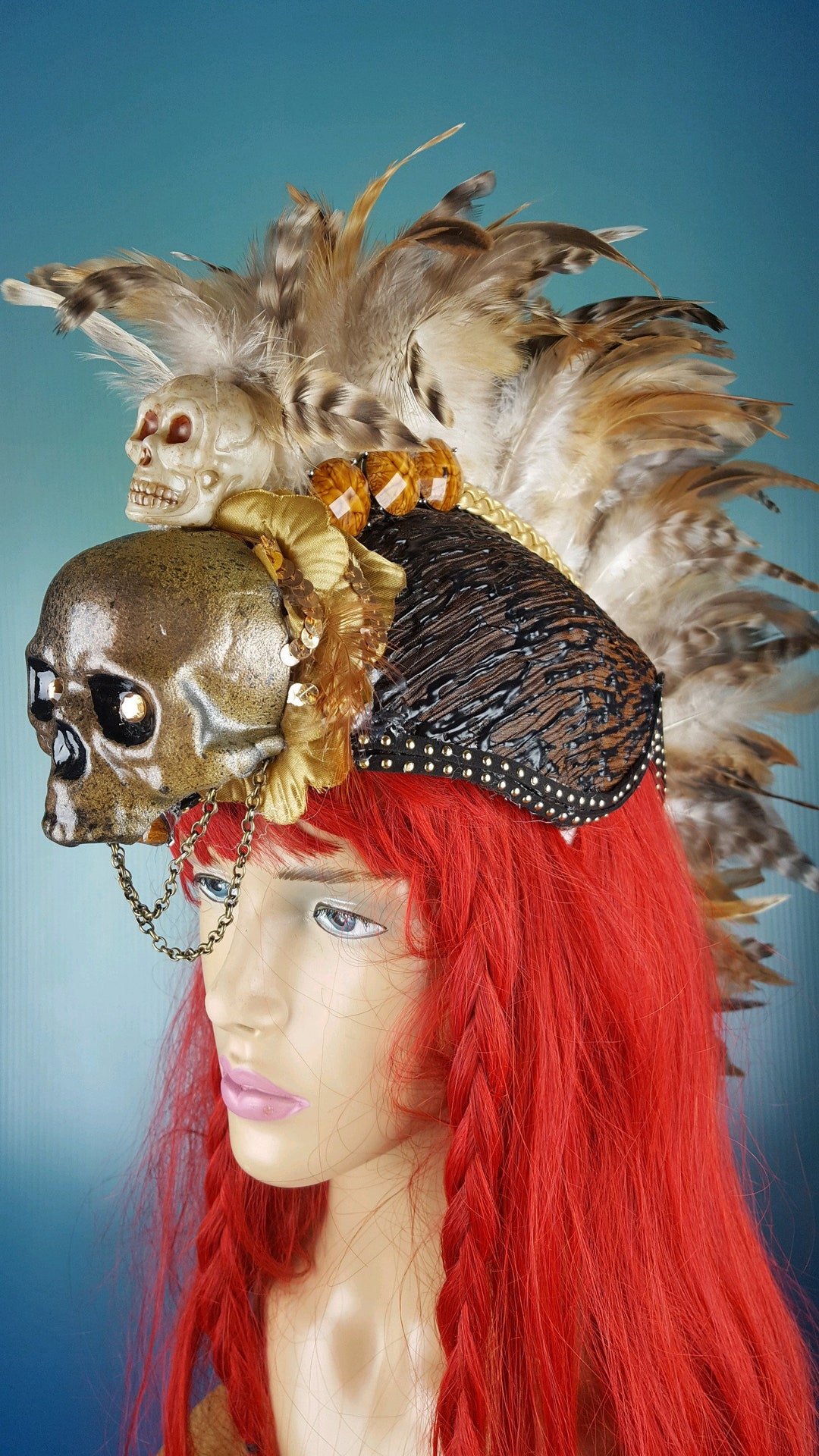 Feather Mohawk Warrior Headdress Etsy