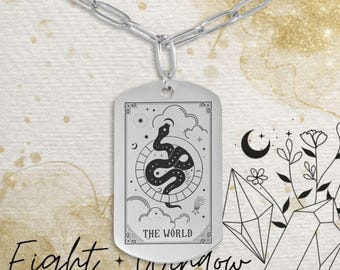 The World Tarot Card Pendant Necklace | Gift Ready | Astrology & Crystal Jewelry | Meaningful Present for Spiritual Souls