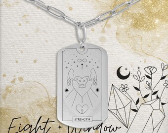The Strength Tarot Card Pendant Necklace | Gift Ready | Astrology & Crystal Jewelry | Meaningful Present for Spiritual Souls