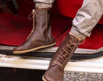 Men Barfuß-Erdungsstiefel - Aus gut gemachtem Leder, Eingehkomfort, Erde verrückt
