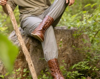 Men’s Barefoot Boots, Wide Toe Box Leather Shoes, Earth Grounding Copper Rivet, Zero Drop