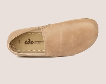 Zapatos de conexión a tierra para mujer – Zapatos minimalistas de cobre con conexión a tierra – Piel, caída cero, puntera ancha / Arena