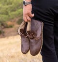 Men Hunter Earth Grounding Barefoot Boots: Handmade Buffalo Leather Sole Wide Toe Box