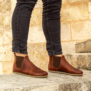 Cloche Blundstone Boot Herren: Handgefertigtes Leder Zero Drop Schnürsenkel - Umber Braun Crazy