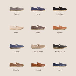 Handmade full-grain leather upper in ocean-blue tone for grounding style and natural posture.
