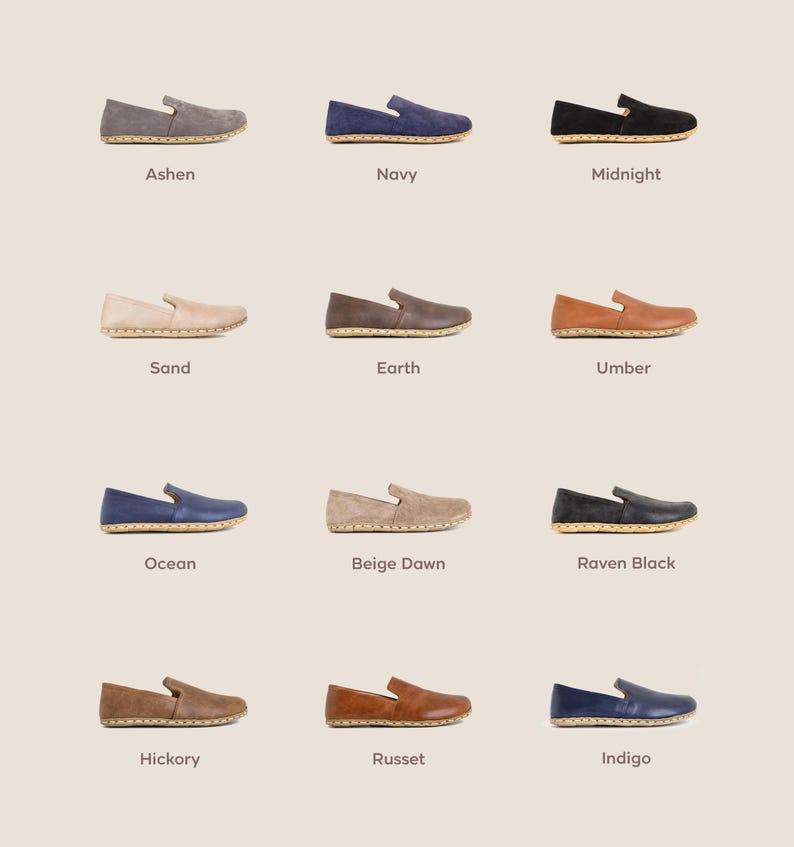 Handmade full-grain leather upper in ocean-blue tone for grounding style and natural posture.
