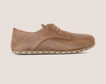 Barefoot Shoes Men – Easy Grounding Shoe – Leather Zero Drop Wide Toe | Ashey