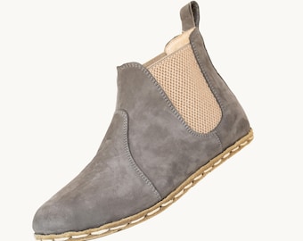 Earthing Copper Chelsea Boot Women: Wide Toe Box Barefoot, Zero Drop, %100 Handmade - Ashen