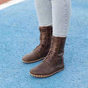 Leather Boots Women: Grounded Copper, Wide Toe Box Barefoot – Earth Balance Comfort - Earth