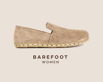 Barefoot Shoes Women – Wide Toe Box Leather Shoe – Zero Drop Minimalist Comfort Walking | Beige