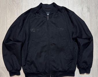 vintage Hugo Boss Penske Racing Blouson aviateur pour hommes 100 % cachemire Rare noir M/L