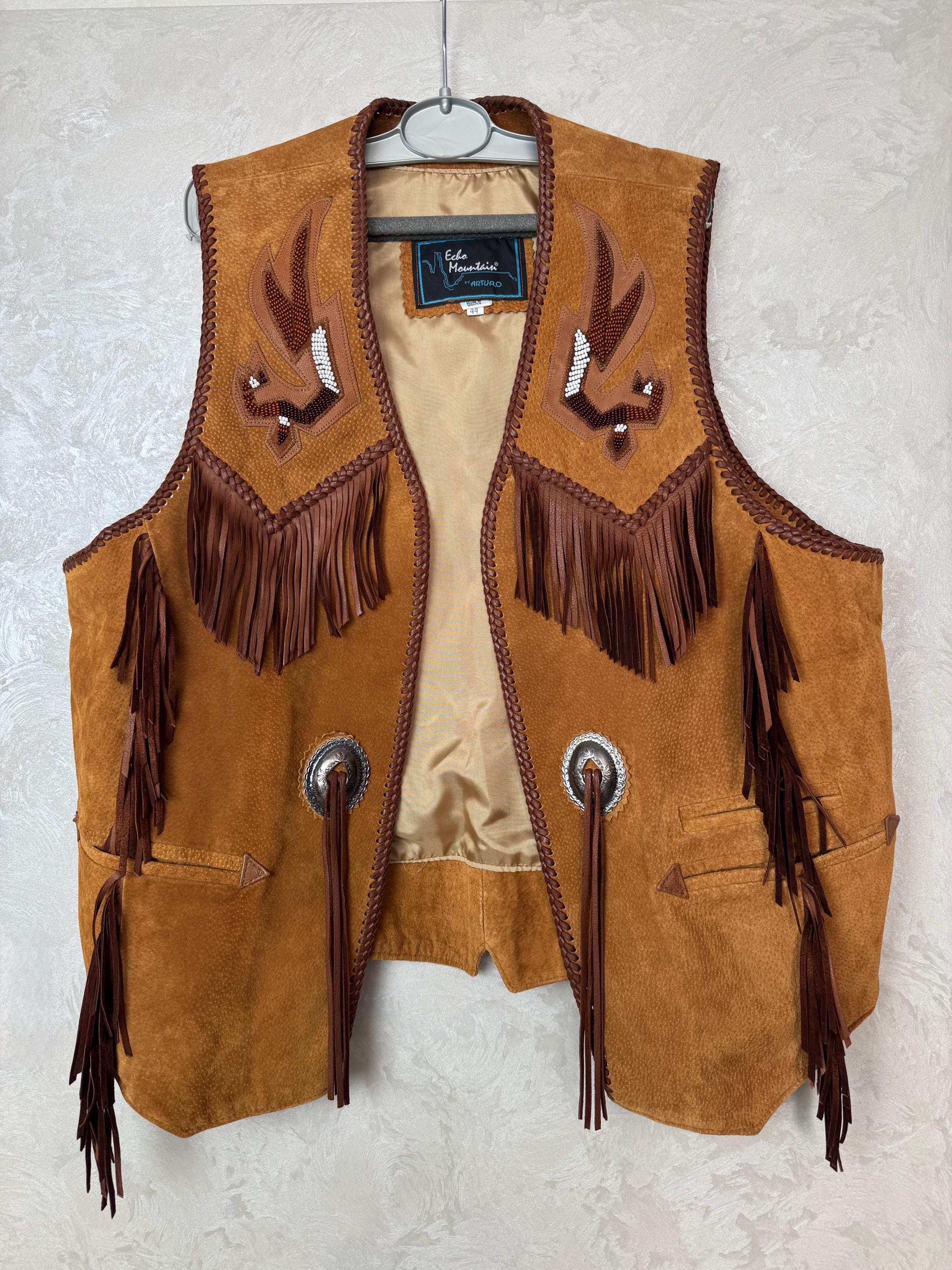 Echo Mountain Arturo Vintage Western Fringe Suede Vest Size 44