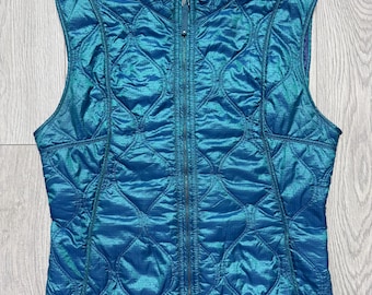Vintage Women’s Jet Set Green/Blue Quilted Nylon Vest Size 3 Iridescent Made in Italy