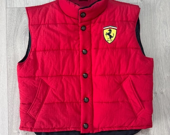 vintage Ferrari Racing Down Vest rouge Produit sous licence officielle Taille 1 Rare
