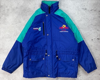Vintage Sauber Petronas F1 Team Bomber Jacket Alesi Era Blue Size XL Red Bull