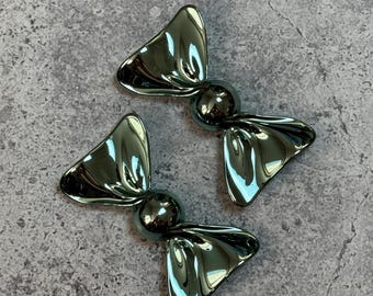 Moschino Boutique Vintage Green Bow Brooch Rare Designer Pin