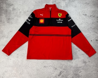 Puma Ferrari F1 1/4 Zip Track Jacket Red Logo Print Men’s XL