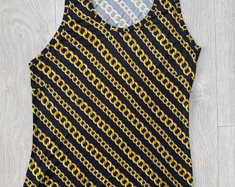 vintage Dolce & Gabbana pour femme haut baroque imprimé chaîne, taille 42 (S)